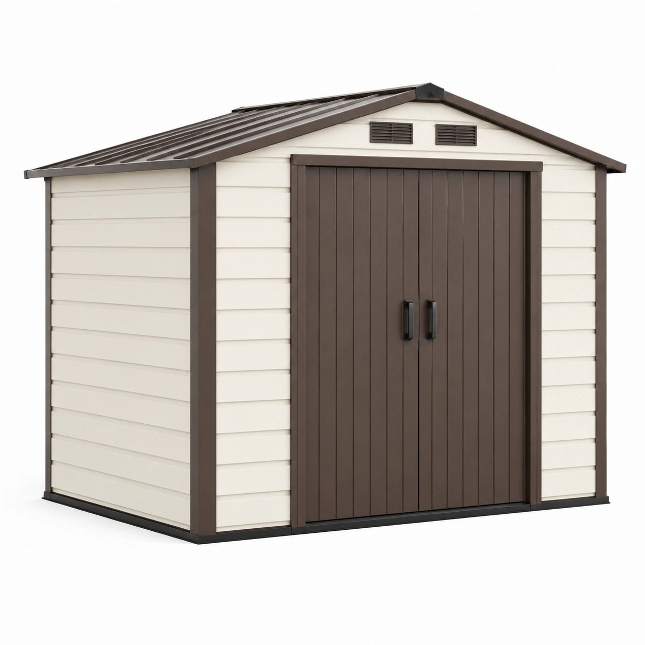 Abri de jardin en plastique marron et beige 213x130x185 cm