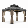 Pavillon de jardin en acier avec rideaux en polyester 3x3m