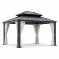 Pavillon en aluminium avec toit en métal et rideaux en polyester 3x3m
