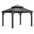 Pavillon en aluminium anthracite avec toit en acier 3x3x2,6m