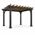 Pergola en métal noir et bois 3x3 m