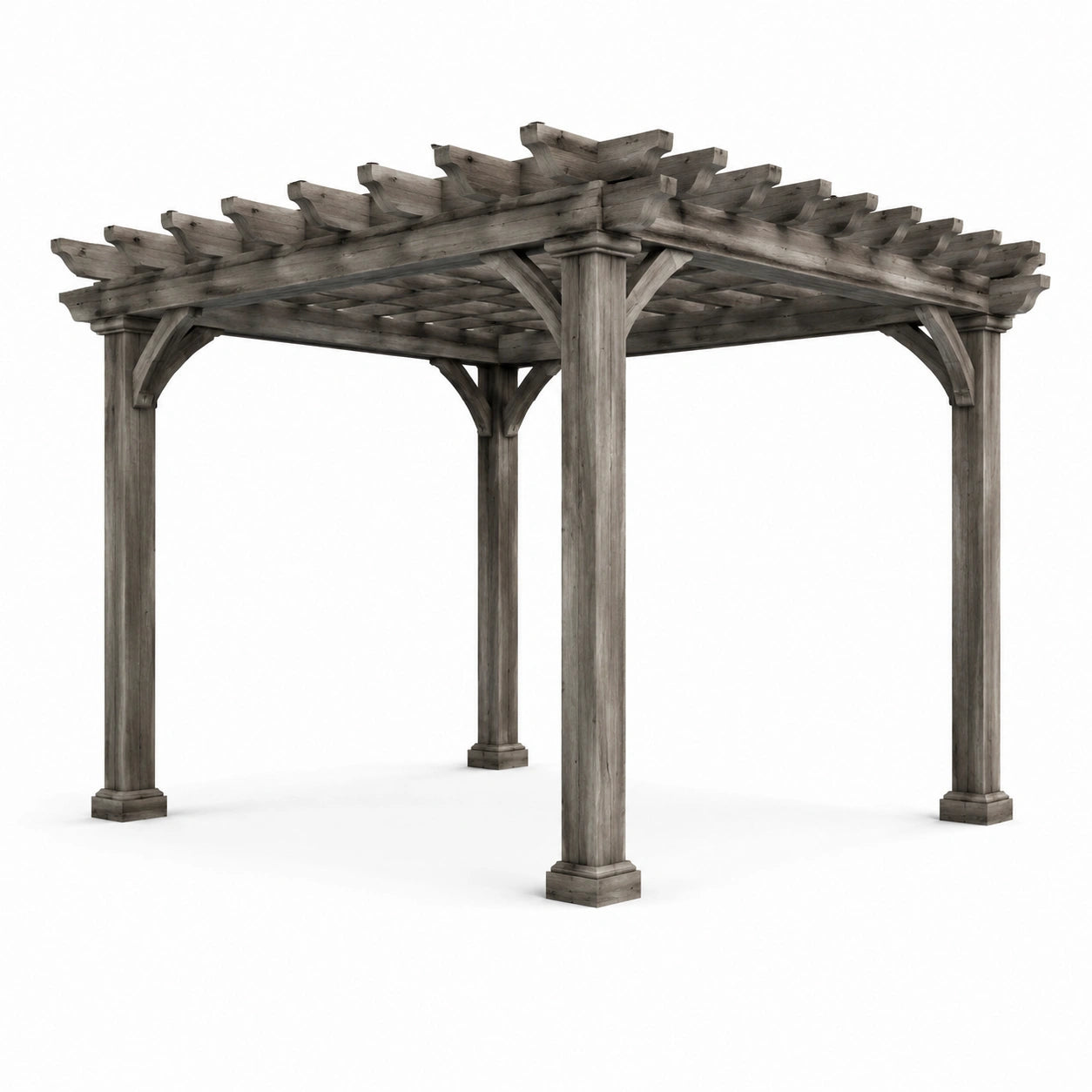 Pergola en bois massif gris 300 cm x 300 cm x 240 cm