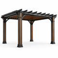 Pergola en métal et bois noir et marron 300x400x250 cm