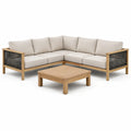 Ensemble de salon de jardin en bois avec coussins en polyester beige
