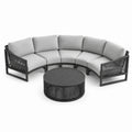 Ensemble de canapé d'extérieur en aluminium avec coussins en tissu gris