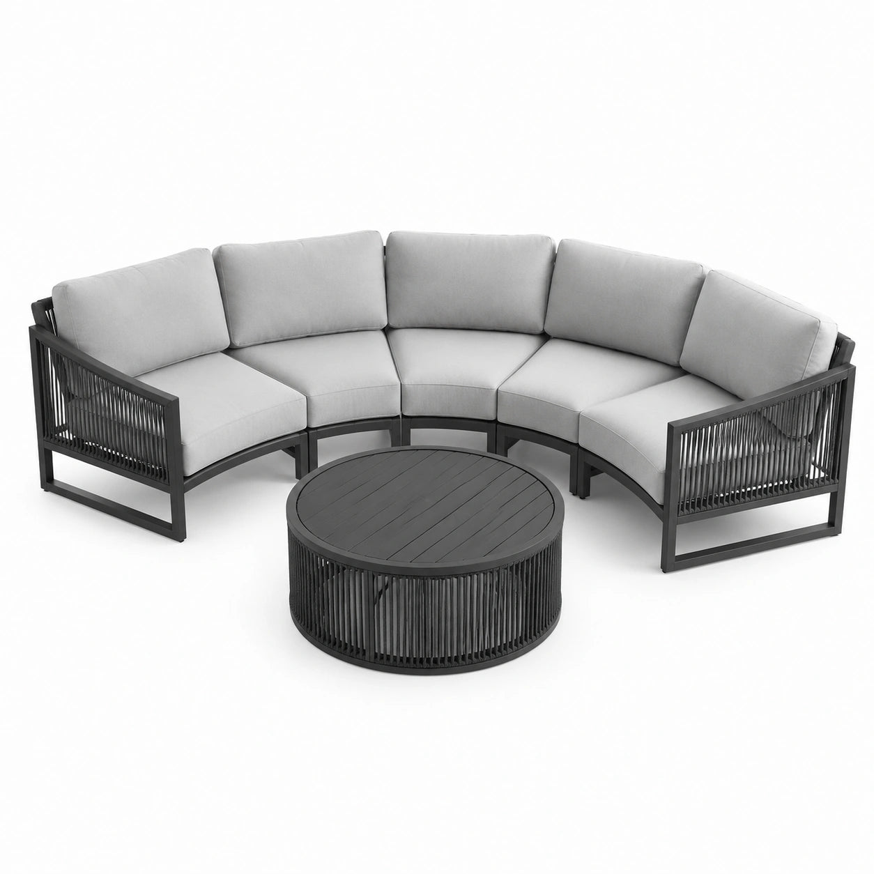 Ensemble de canapé d'extérieur en aluminium avec coussins en tissu gris