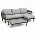 Canapé d'extérieur modulable en aluminium et corde avec table basse