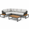 Ensemble de salon extérieur en aluminium et corde avec table basse