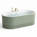 Baignoire îlot ovale en acrylique vert avec robinetterie