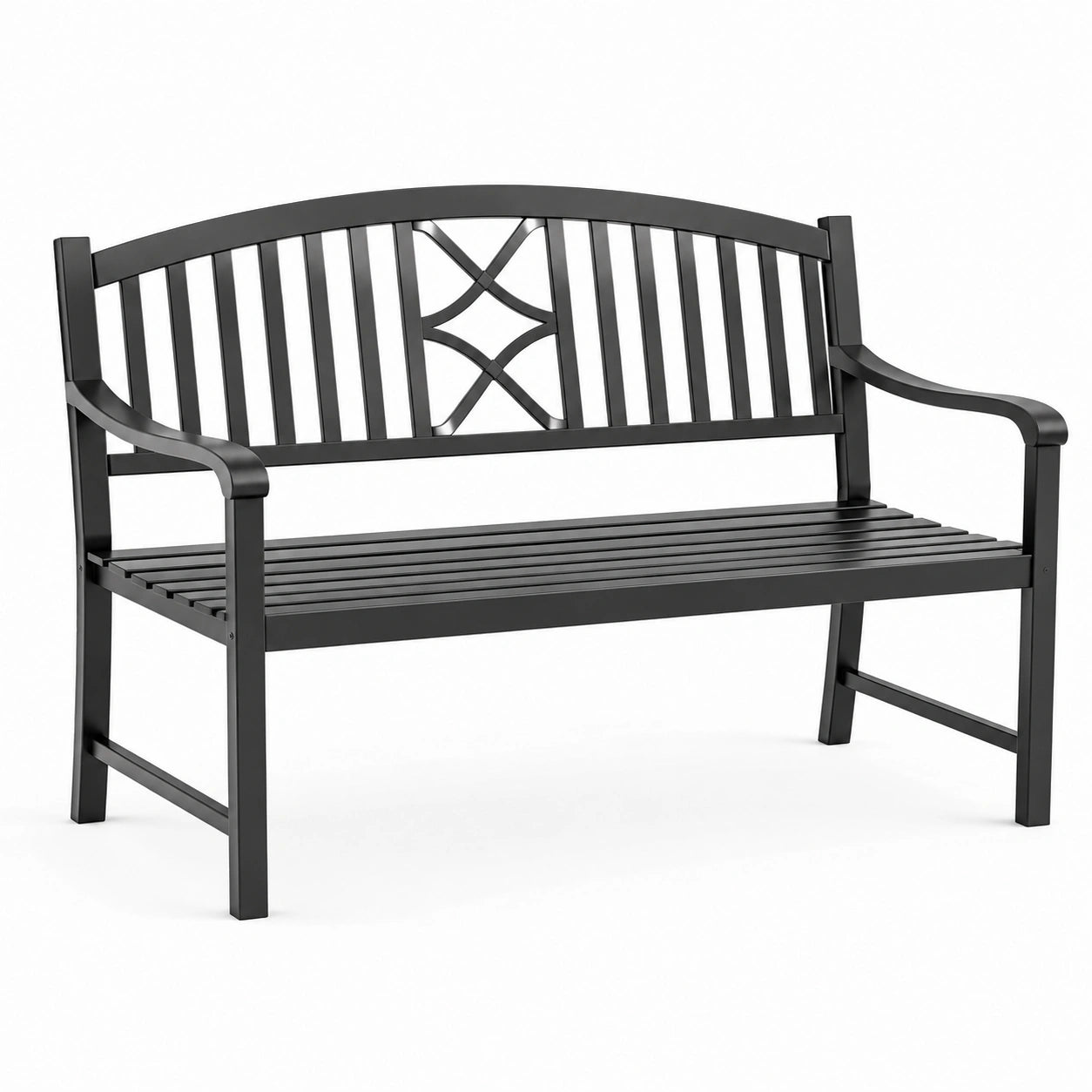 Banc de jardin en acier noir 120x60x85 cm