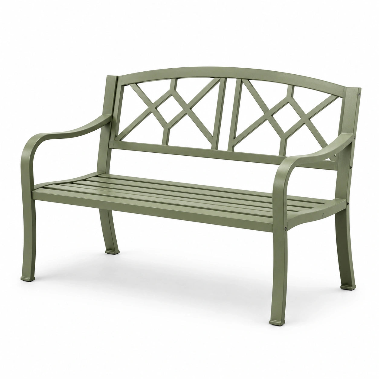 Banc en métal vert avec design géométrique 120 cm