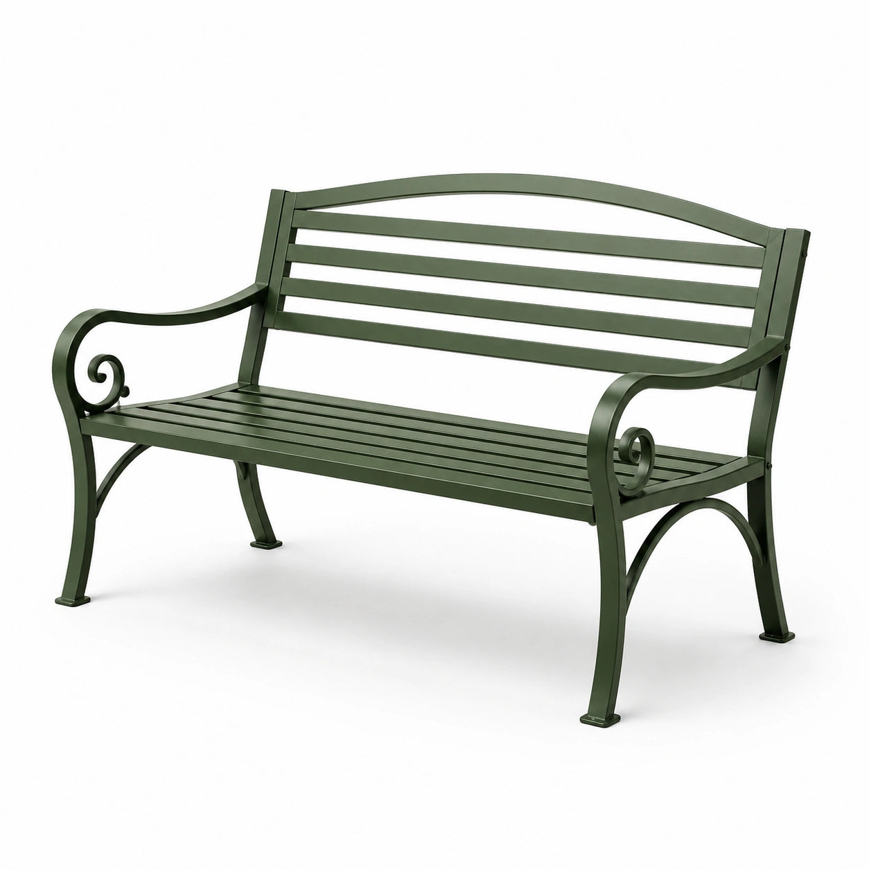 Banc de jardin en métal vert
