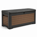 Coffre de rangement extérieur en plastique imitation bois marron et noir