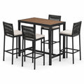 Ensemble table haute et tabourets en métal et bois 5 pièces noir/marron