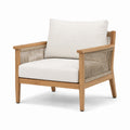 Fauteuil en teck avec corde en polyester et coussins beiges