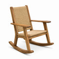 Chaise à bascule en bois et rotin naturel