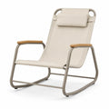 Chaise à bascule en métal et polyester avec accoudoirs en hêtre